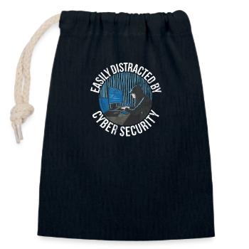 Piratage informatique en cybersécurité - Sac cadeau en coton avec cordon (14 x 20 cm) - bleu marine - Devant