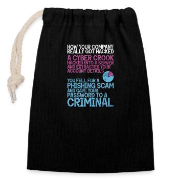 Piratage informatique en cybersécurité - Sac cadeau en coton avec cordon (14 x 20 cm) - noir - Devant