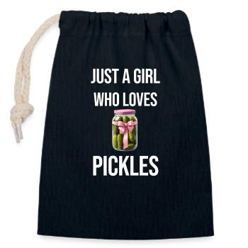 Just A Girl Who Loves Pickles - Pickle Lover - Verschließbarer Geschenkbeutel aus Baumwolle (14x20cm) - Navy - Vorne