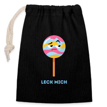Leck mich - Mürrischer Lolli - Verschließbarer Geschenkbeutel aus Baumwolle (14x20cm) - Schwarz - Vorne