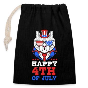 4 juillet Couleurs nationales Fête nationale des États-Unis - Sac cadeau en coton avec cordon (14 x 20 cm) - noir - Devant