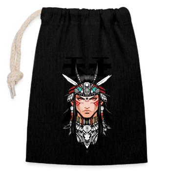 Indien Samouraï japon Man - Sac cadeau en coton avec cordon (14 x 20 cm) - noir - Devant