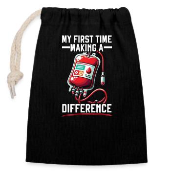 Blood Donation Education Donate Blood - Closable cotton gift bag (14x20cm) - black - Front