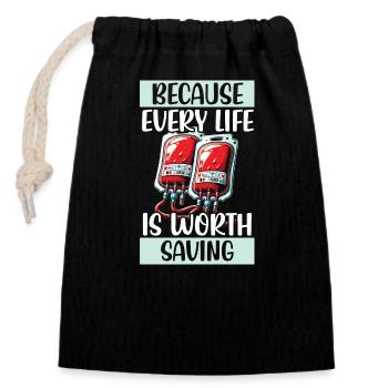Blood Donation Education Donate Blood - Closable cotton gift bag (14x20cm) - black - Front
