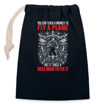 Aircraft Mechanic Aircraft Mechanical Engineering - Closable cotton gift bag (14x20cm) - navy - Front