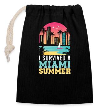 United States USA State of America Miami - Closable cotton gift bag (14x20cm) - black - Front