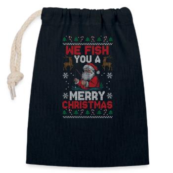 Lustiger Weihnachts-fischfänger, Der Den - Verschließbarer Geschenkbeutel aus Baumwolle (14x20cm) - Navy - Vorne