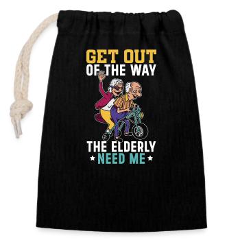 Avoid the elderly, who - Closable cotton gift bag (14x20cm) - black - Front
