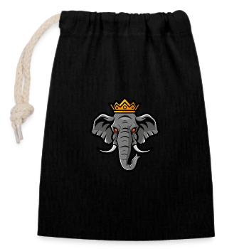 Elephant Head Crown - Closable cotton gift bag (14x20cm) - black - Front