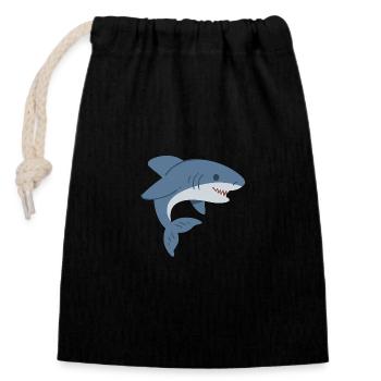 requin mignon - Sac cadeau en coton avec cordon (14 x 20 cm) - noir - Devant