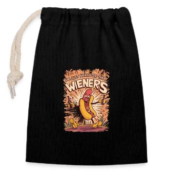 I'm Just Here For The Wieners 4th of July Hot Dog - Closable cotton gift bag (14x20cm) - black - Front
