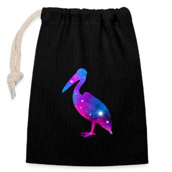 Galaxy Pelican - Verschließbarer Geschenkbeutel aus Baumwolle (14x20cm) - Schwarz - Vorne