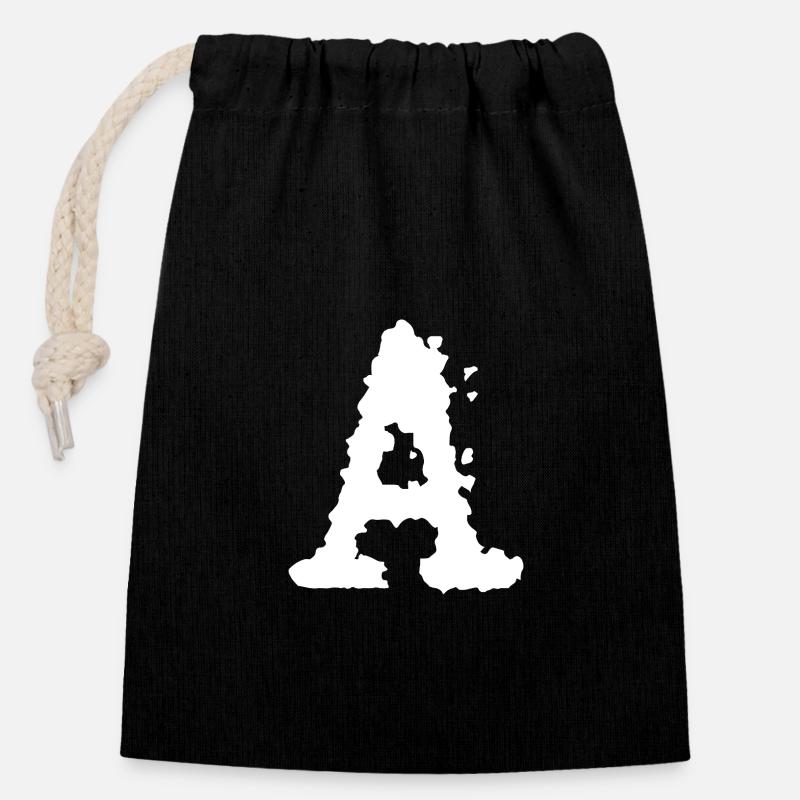 A - Sac cadeau en coton avec cordon (14 x 20 cm) - noir