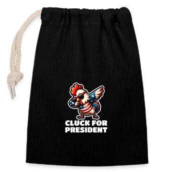 Cluck For President USA Election - Closable cotton gift bag (14x20cm) - black - Front