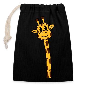 Lustige langer Hals Giraffe Coole Niedliche Tiere - Verschließbarer Geschenkbeutel aus Baumwolle (14x20cm) - Schwarz - Vorne