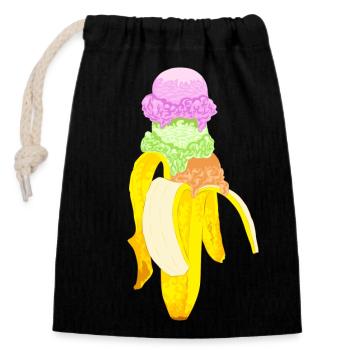 Crème glacée banane - Sac cadeau en coton avec cordon (14 x 20 cm) - noir - Devant