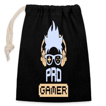 Pro Gamer - Verschließbarer Geschenkbeutel aus Baumwolle (14x20cm) - Schwarz - Vorne