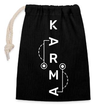 Le karma est réel - Sac cadeau en coton avec cordon (14 x 20 cm) - noir - Devant