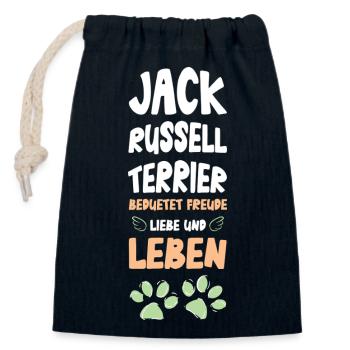 Jack Russell Terrier Lebensfreude - Verschließbarer Geschenkbeutel aus Baumwolle (14x20cm) - Navy - Vorne