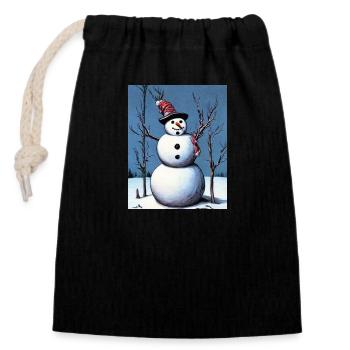 Snowman - Closable cotton gift bag (14x20cm) - black - Front