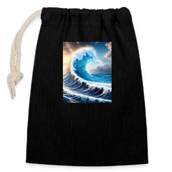 The perfect wave - Verschließbarer Geschenkbeutel aus Baumwolle (14x20cm) - Schwarz - Vorne