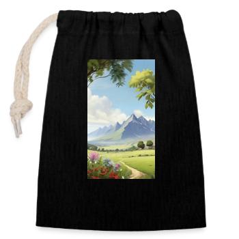 Landscape - Closable cotton gift bag (14x20cm) - black - Front