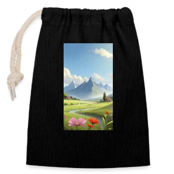 Landscape - Closable cotton gift bag (14x20cm) - black - Front
