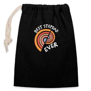 Best Stepdad Ever - Closable cotton gift bag (14x20cm) - black - Front