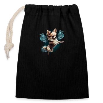 Chihuahua | Ballerine | Ballet | Danse | Fille - Sac cadeau en coton avec cordon (14 x 20 cm) - noir - Devant