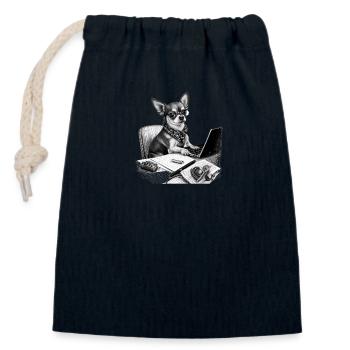 Chihuahua | Home Office Job Work Laptop Tie Funny - Closable cotton gift bag (14x20cm) - navy - Front
