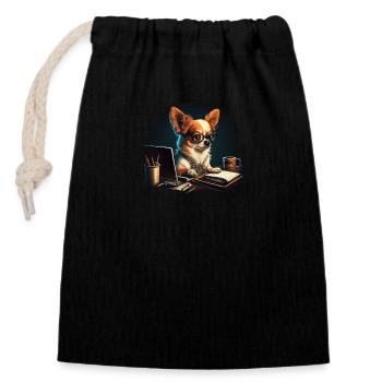 Chihuahua | Home Office Job Work Laptop Tie Funny - Closable cotton gift bag (14x20cm) - black - Front