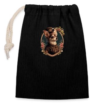 Chihuahua - Dame Anglaise Robe Chien - Sac cadeau en coton avec cordon (14 x 20 cm) - noir - Devant