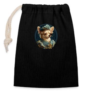 Chihuahua - Dame Anglaise Robe Chien - Sac cadeau en coton avec cordon (14 x 20 cm) - noir - Devant