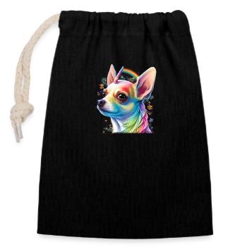 Chihuahua | Colourful Rainbow LGBTQ Unicorn - Closable cotton gift bag (14x20cm) - black - Front
