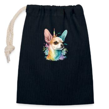 Chihuahua | Colourful Rainbow LGBTQ Unicorn - Closable cotton gift bag (14x20cm) - navy - Front