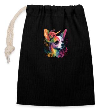 Chihuahua | Colourful Rainbow LGBTQ Unicorn - Closable cotton gift bag (14x20cm) - black - Front