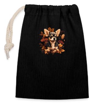 Chihuahua | Thanksgiving Day Erntedankfest Bauer - Verschließbarer Geschenkbeutel aus Baumwolle (14x20cm) - Schwarz - Vorne