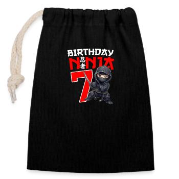 Chemise Ninja Anniversaire Enfant - 7 ans Ninja Naissance - Sac cadeau en coton avec cordon (14 x 20 cm) - noir - Devant