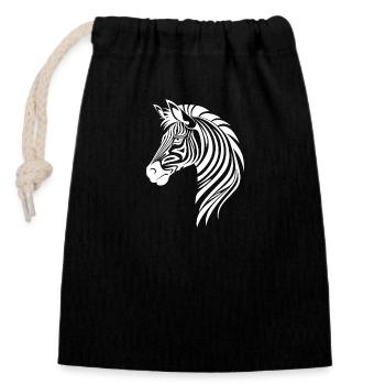 Zebra Elegant mit Safari Streifenmuster - Verschließbarer Geschenkbeutel aus Baumwolle (14x20cm) - Schwarz - Vorne