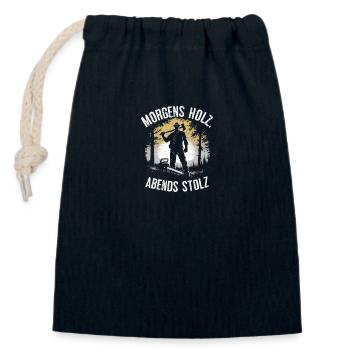 Morning Firewood Evening Pride Nature Forest Work - Closable cotton gift bag (14x20cm) - navy - Front