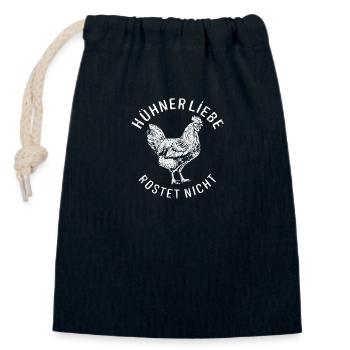Hühnerliebe Rostet Nicht Ländliches Motiv - Verschließbarer Geschenkbeutel aus Baumwolle (14x20cm) - Navy - Vorne
