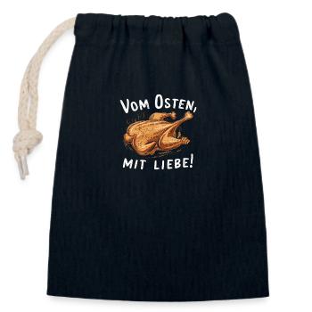 From the East with love broiler chicken - Closable cotton gift bag (14x20cm) - navy - Front