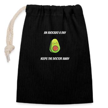 An Avocado a Day Keeps The Doctor Away Vegan - Closable cotton gift bag (14x20cm) - black - Front