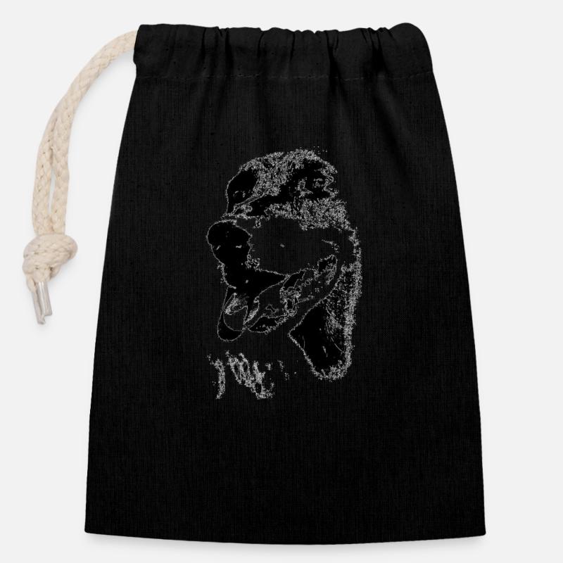 Smooth-haired dachshund - Closable cotton gift bag (14x20cm) - black