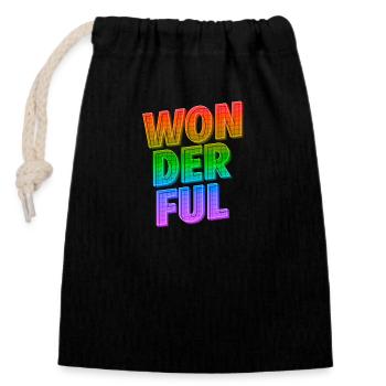 Wonderful | Shine with positive LGBTQ energy - Closable cotton gift bag (14x20cm) - black - Front