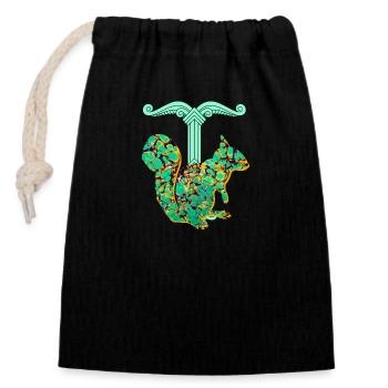 Squirrel Ratatösk E 269 - Closable cotton gift bag (14x20cm) - black - Front