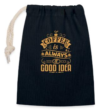 Coffee is always a good idea - Closable cotton gift bag (14x20cm) - navy - Front
