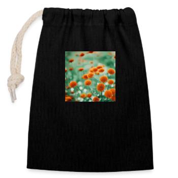 Flower meadow orange - Closable cotton gift bag (14x20cm) - black - Front