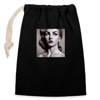 Pin Up Fille 2 - Sac cadeau en coton avec cordon (14 x 20 cm) - noir - Devant