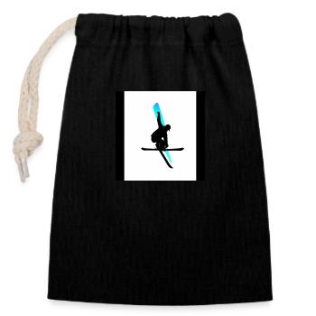 Sports d’hiver - Sac cadeau en coton avec cordon (14 x 20 cm) - noir - Devant